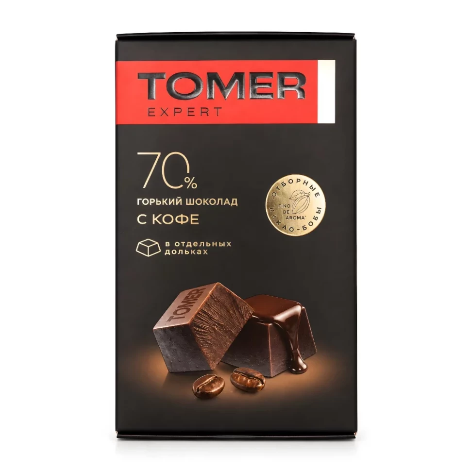  Фабрика Томер  Горький (70%) шоколад с КОФЕ, 90г  в Лениногорске